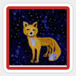 a painting of a fox in the style of Starry Night Sticker